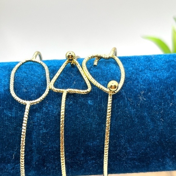 3 Bracelets Stackable Delicate Dainty Abstract Bracelets Gold Tone Minimalist - Picture 8 of 11